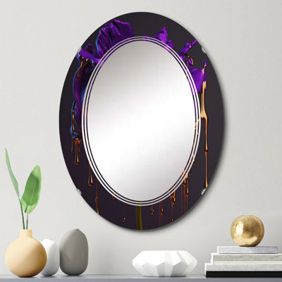 Porreca Purple Peony Liquid I - Floral Peony Wall Mirror