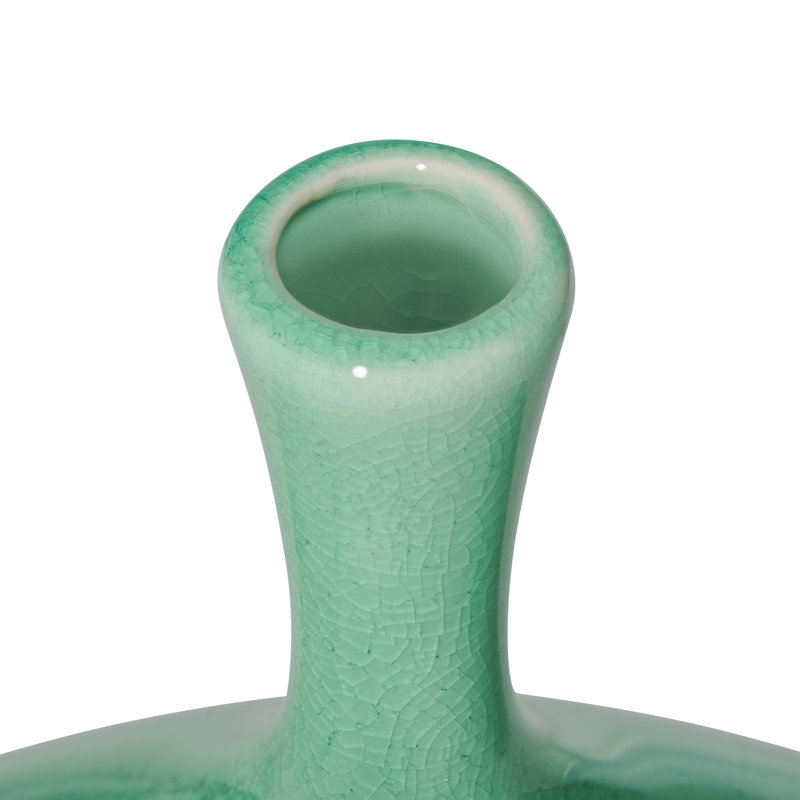 Vase de table en céramique fabriqué à la main Kuba, H 8,25 po x l 8 po x P 4,25 po, Vert