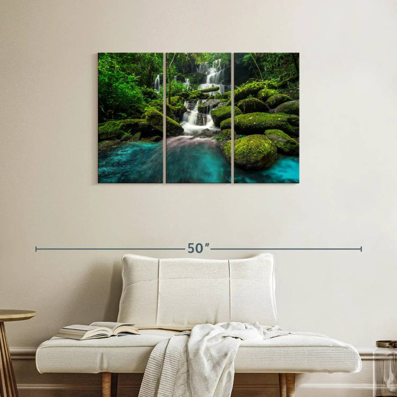 " Tropical Waterfall " 3 Piece Art Set, 24" H x 38" W