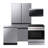 Samsung Bespoke Stainless Steel Counter Depth Kitchen Package with 23 cu. ft. 4-Door French Door Refrigerator with Beverage Center and Electric Range-109676739-109676743-109676745