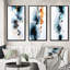 Rhapsody In Heartbeat Turquoise Gold Ink Cloud III - Abstract Painting Art Set Of 3 Pieces-466885576-466885577