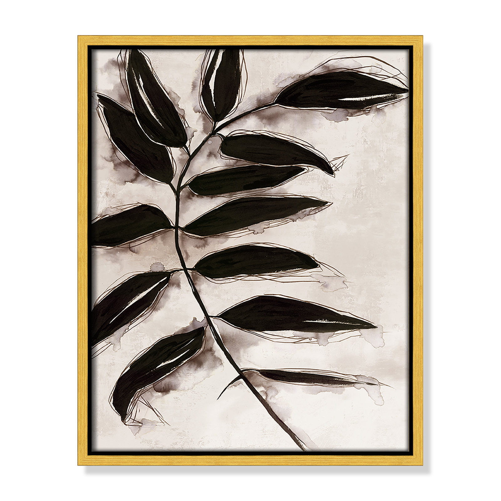 Leaves II by Eva Watts, 15.5" H x 12.5" W x 2" D, Gold Framed