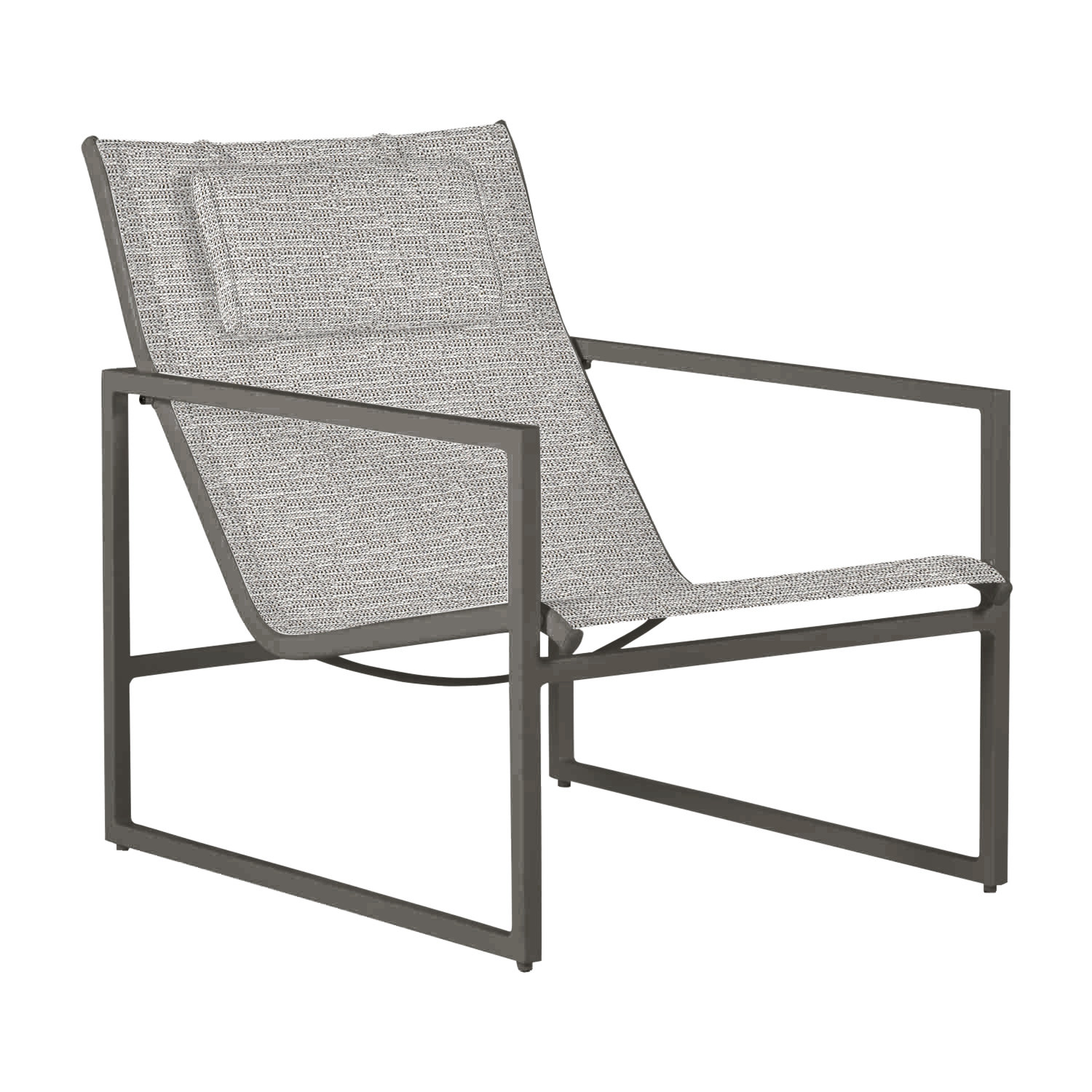 Serenata Sunbrella® Patio Lounge Chair, No Welt, Tweed Toffee, Midnight/Black Sling
