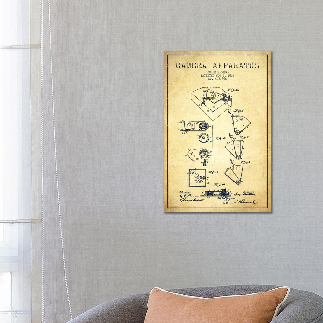 Kamera Vintage Patent Blueprint von Aged Pixel - Gallery-Wrapped Canvas Giclée on Canvas