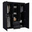 Garde-robe, rangement multi-sections avec tringles de suspension, tablettes et 2 tiroirs