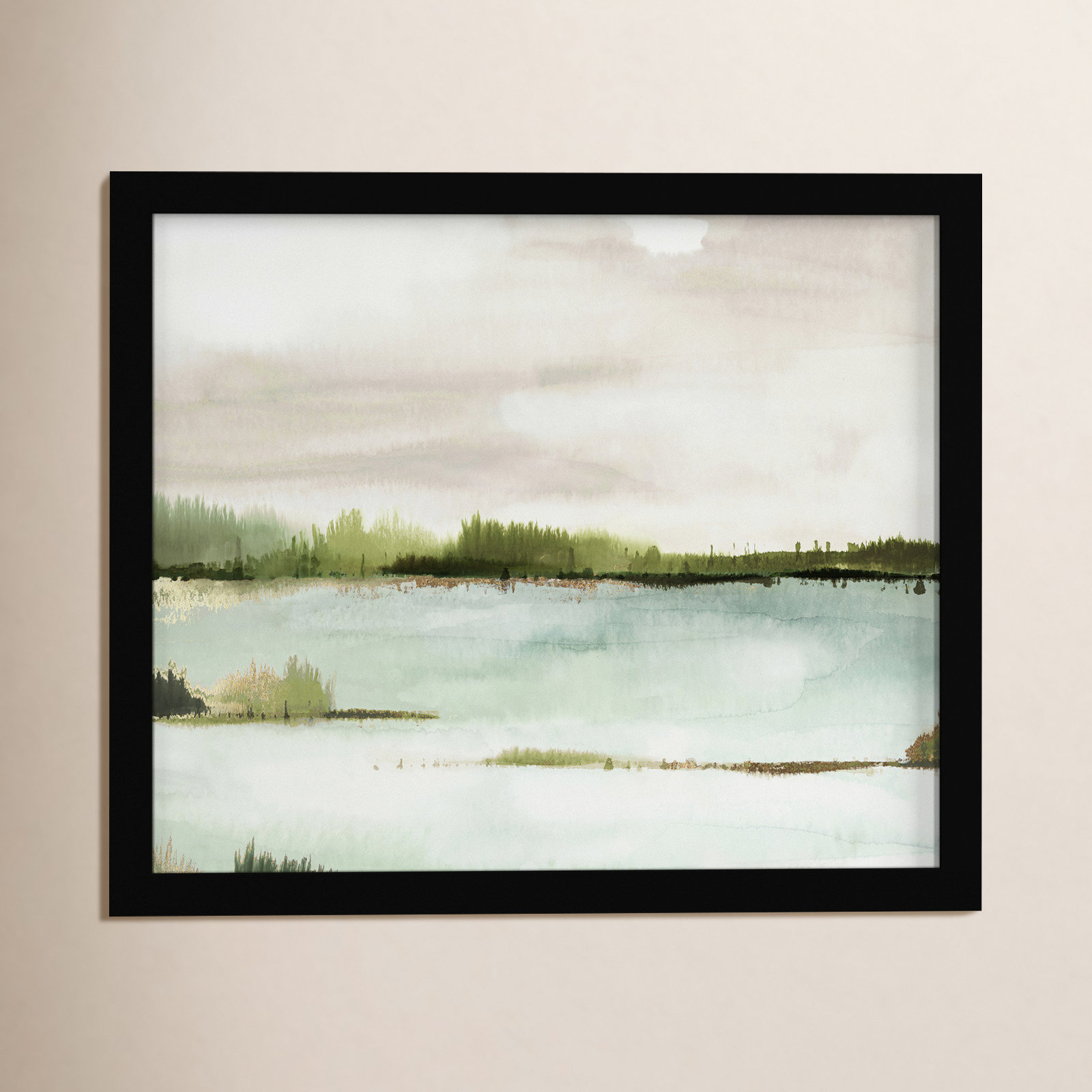 Silent Lake, Black Framed, 22.5" H x 26.5" W x 1.12" D