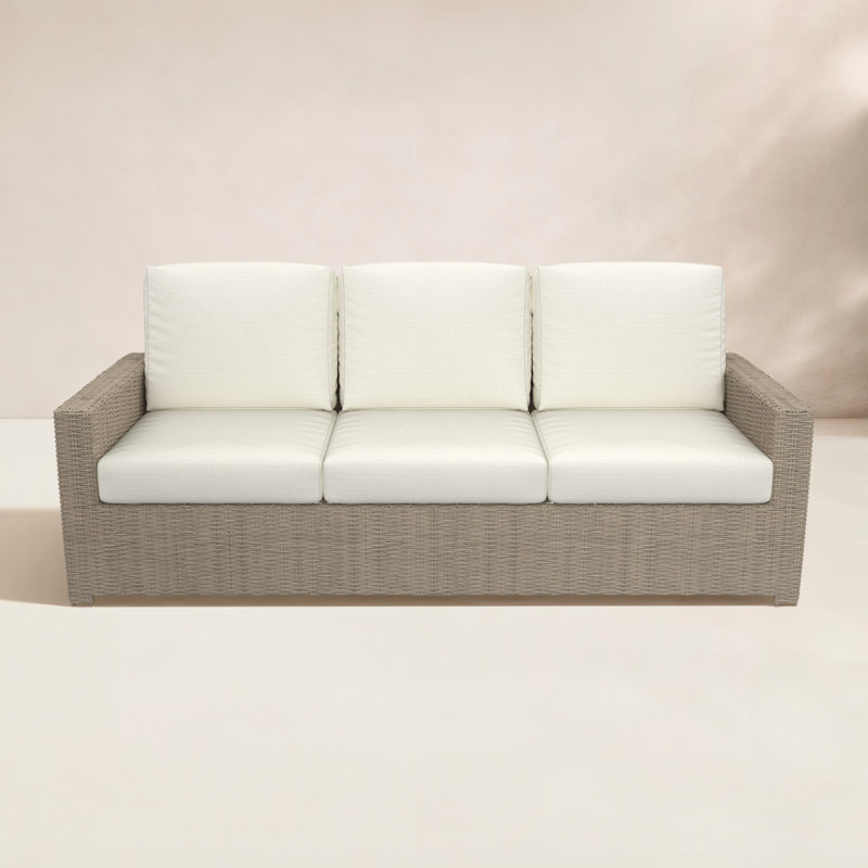 Henri 3 Seat Sofa With Sunbrella Cushions, Canvas Natural
