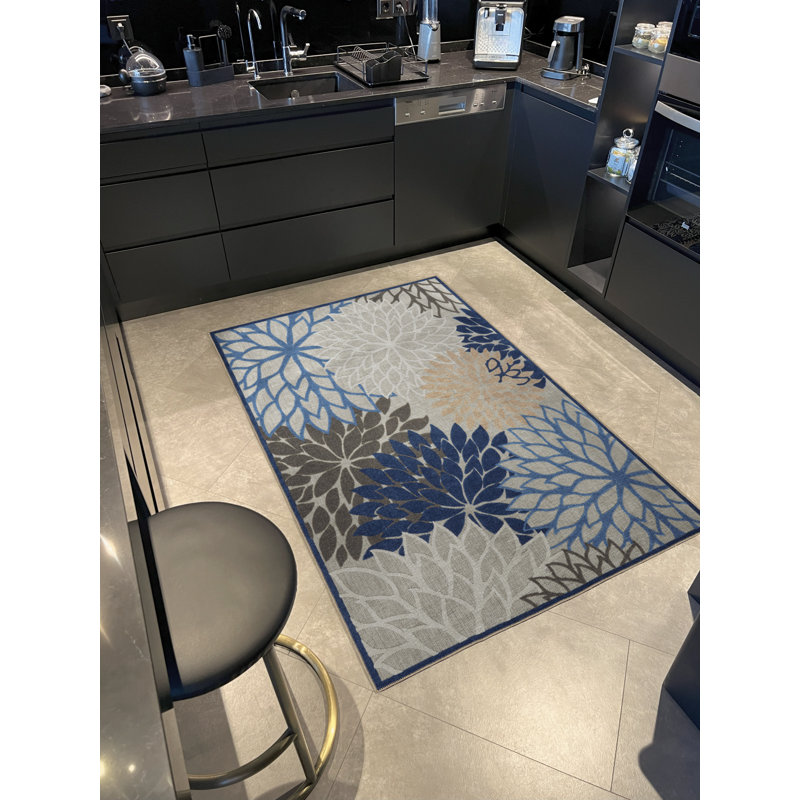 Cotton Floral Indoor Rug, Rectangle 4'11.06" x 9'10.11"