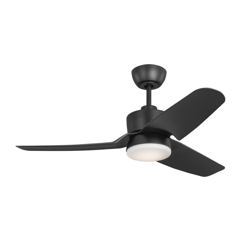 Heredia Indoor Ceiling Fan with Threaded Downrod, Midnight Black ABS blades and Handheld Remote