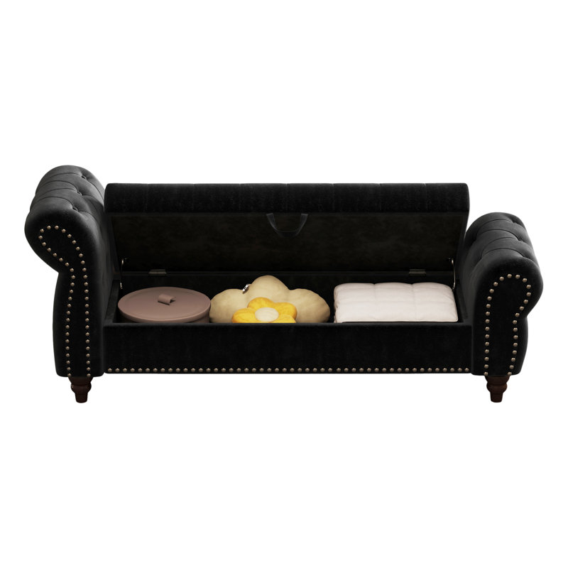 Banc de rangement rembourré et capitonné