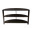 Élégante console en forme de demi-lune, 2 tablettes ouvertes, finition gris anthracite et décorations en métal pour la chambre à coucher, le salon, la table de vestibule contemporaine, gris
