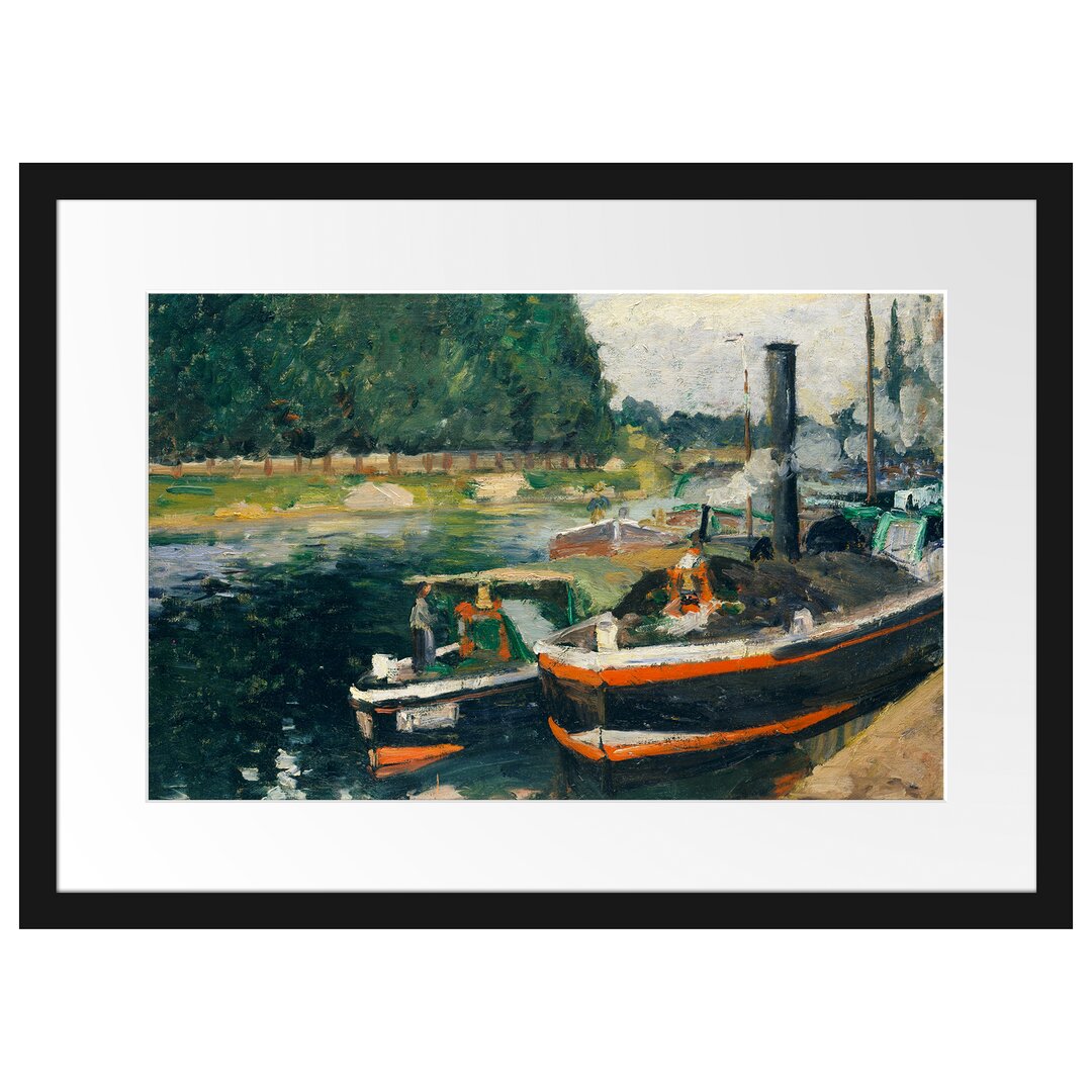 Gerahmter Kunstdruck Barges at Pontoise von Camille Pissarro