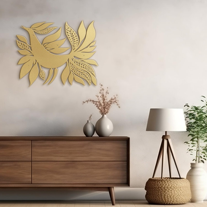 Wall Decor Metal, 24" H x 36" W x 0.05" D, Gold