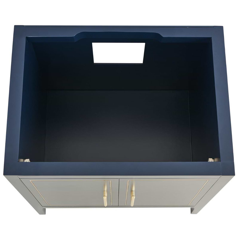 Province 30" Freestanding Standard Single Bathroom Vanity with Top, Navy, Gold