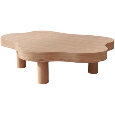 Cloud Shaped Coffee Table, Modern Organic Solid Wood Accent Table for Living Room, Unique Textured Center Table for Small Spaces, Bedroom & Apartment Furniture