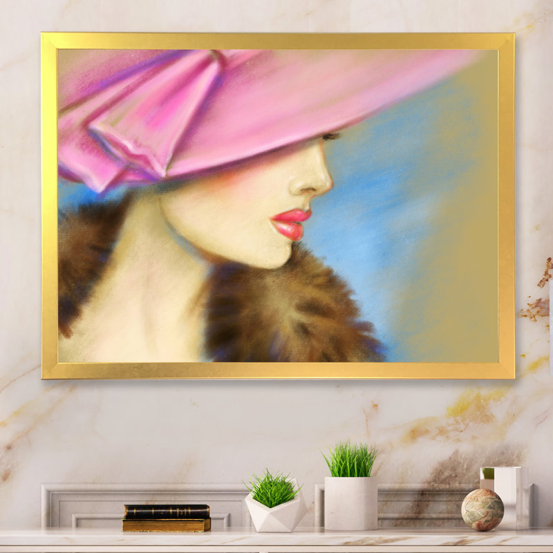 Model Model Woman Portrait - Reproduction de photo sur toile, Cadre photo doré, H 24 po x l 36 po x P 1 po