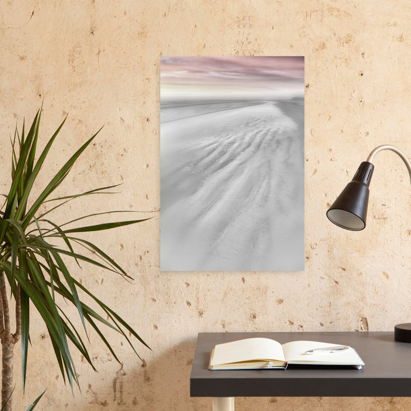Art de paysage marin abstrait plage sereine minimaliste rose, H 24 po x l 16 po
