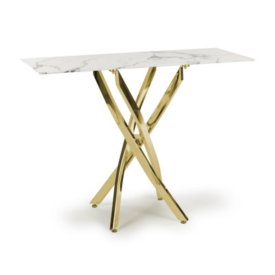Bardha 40cm Glass Top Console Table