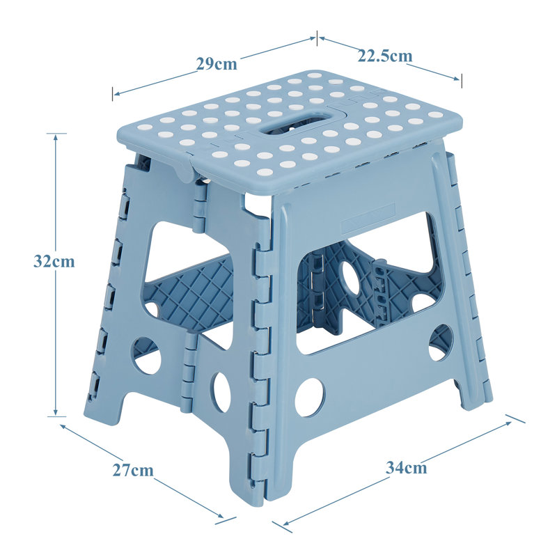 32 cm Folding Step Stool, Non-Slip Surface Portabl Foldable Stool With Carry Handle, Heavy Duty To Support For Living Room, Kitchen, Bathroom