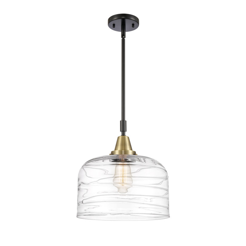 Luminaire suspendu en forme de cloche à 1 lumière Acrion, DEL, H 47,12 po x l 12 po x P 12 po, Laiton antique noir