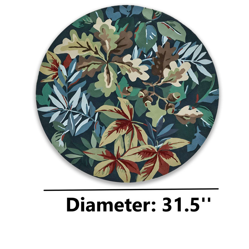 Tapis floral rond en coton antidérapant, Rond 2 pi 8 po