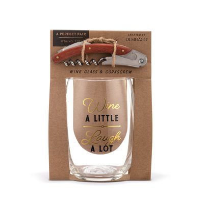 Laugh A Lot Wine Glass & Corkscrew Set - 10Oz