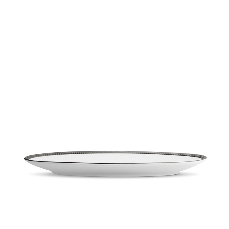 Soie Tressee Black Oval Platter - Small, 1" H x 14" W x 7" D