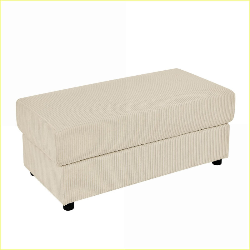 Repose-pieds en chenille beige pour salon, chambre à coucher | Structure en bois | Noir