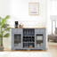 Élégante armoire à buffet, 2 tiroirs, porte-bouteilles en verre et à vin, armoires à portes attrayantes, pour la cuisine et la salle à manger, armoire buffet exquise en chêne bleu avec porte-étagère, salle à manger,