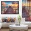 «Sunset over Wooden Sea Pier», reproduction de photo sur toile tendue-64592378-64592380