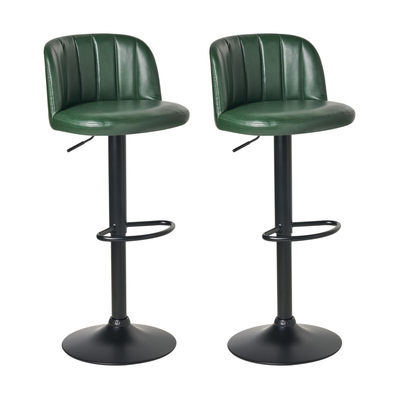 Swivel Upholstered Adjustable Height Counter Stool with Metal Frame, Green