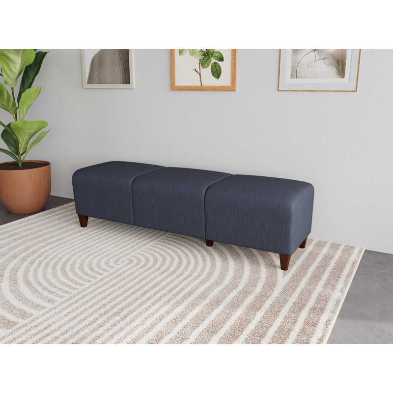 Siena Lounge Reception 3 Seat Bench, Walnut, Adler Nocturnal - Designer Fabric