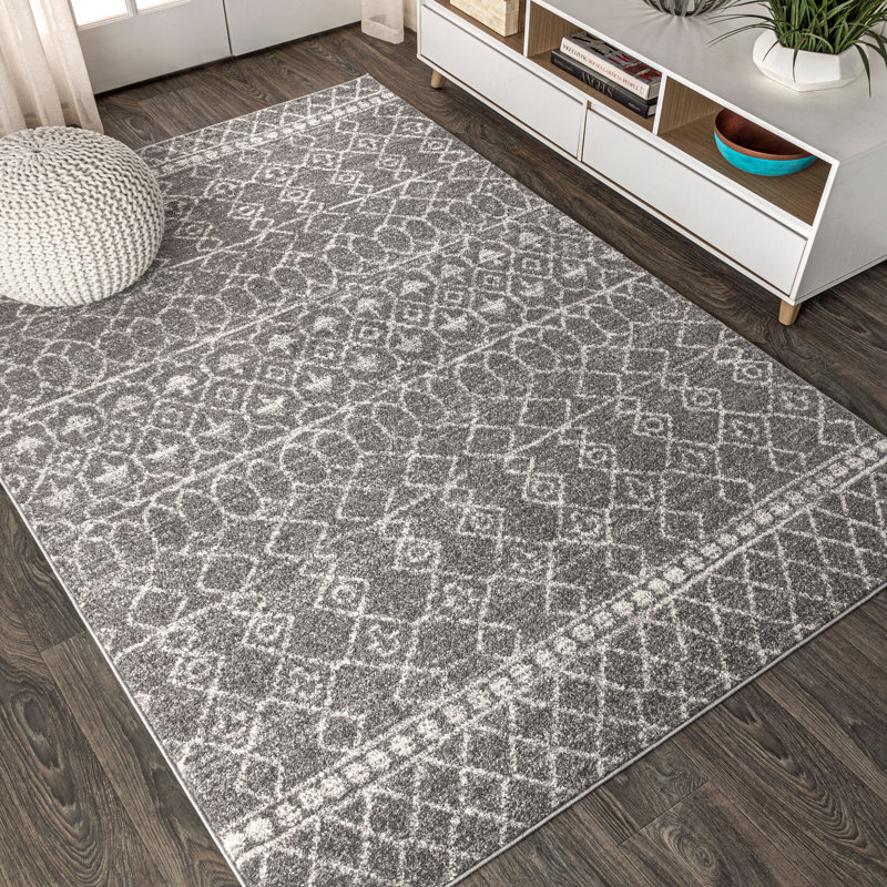 Bouton Moroccan Beni Souk Gray/Cream Rug, Rectangle 4' x 6'