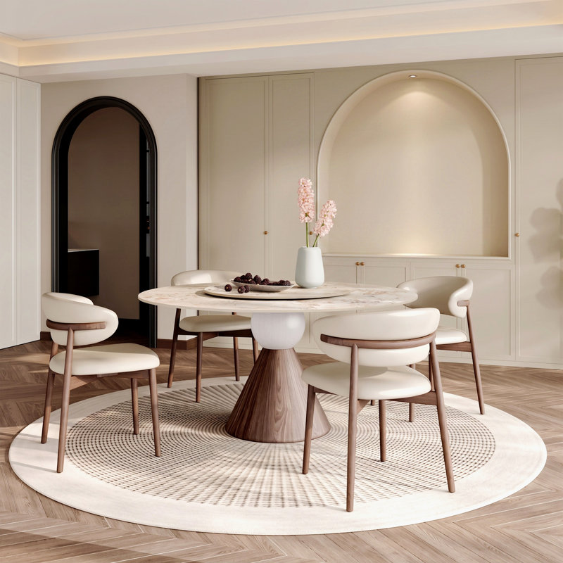Table de salle à manger moderne, 29.52" H x 53.15" W x 53.15" D, Cream