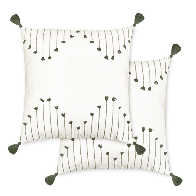 Ensemble de 2 housses de coussin Poppy, Carré, H 18 po x l 18 po, Vert sauge