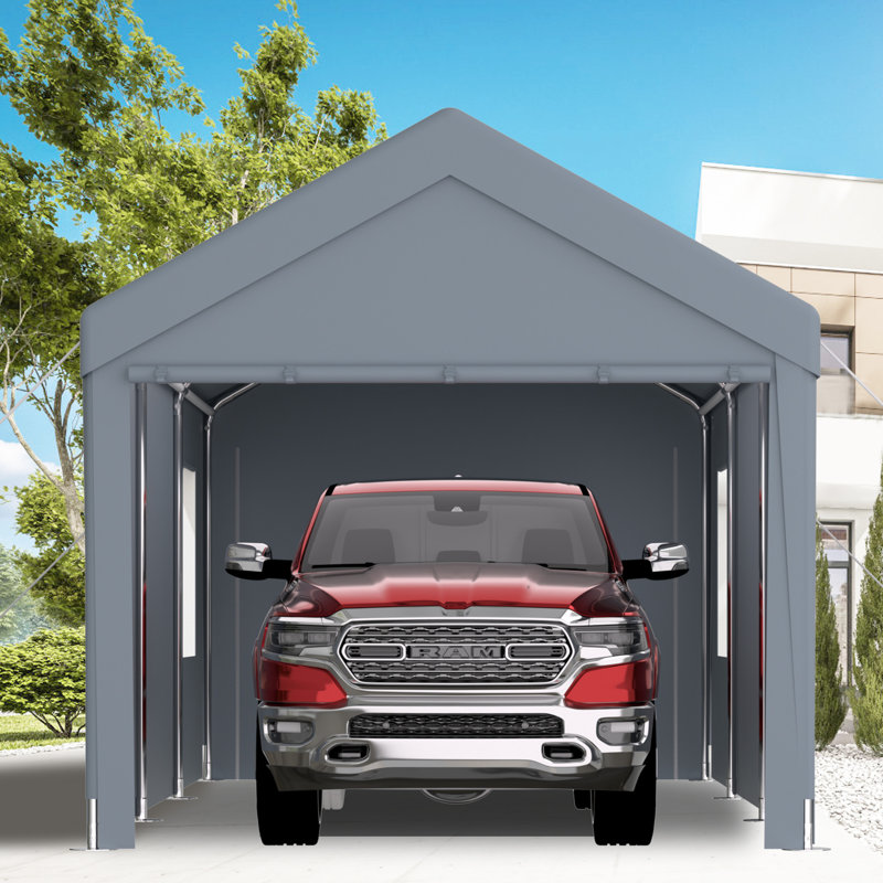 Strong Structure Carport Canopy 10' X 20', 2 Doors, 4 Ventilated Windows, Grey For Outdoor Storage Needs Galvanized Steel 10X20, Vent Vehicle And Equipment