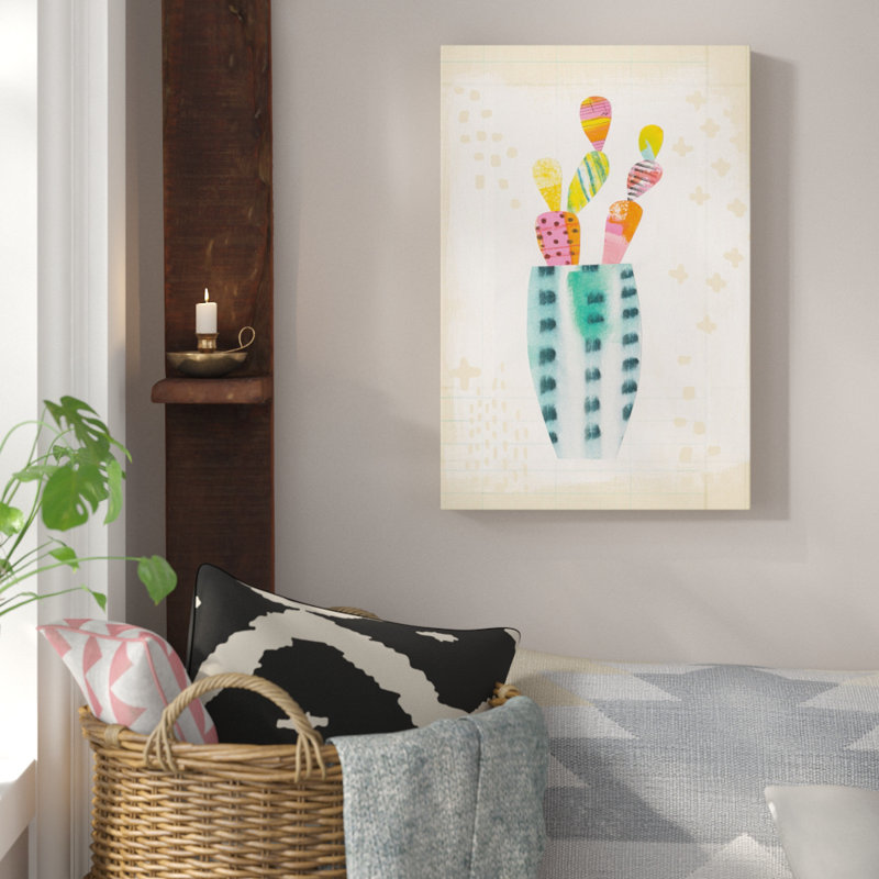 Cactus de collage i. a, impression sur toile, H 12 po x l 8 po x P 0,75 po