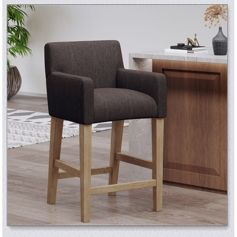 Tabouret de comptoir rembourré de 26 po / vieilli, Brun, Brun