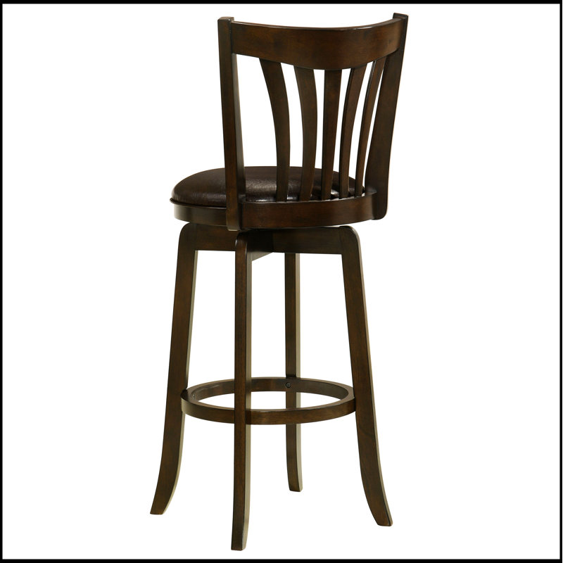 Chaise de bar pivotante en cerisier foncé Decker avec siège et dossier confortables, parfaite pour les cuisines modernes et traditionnelles.