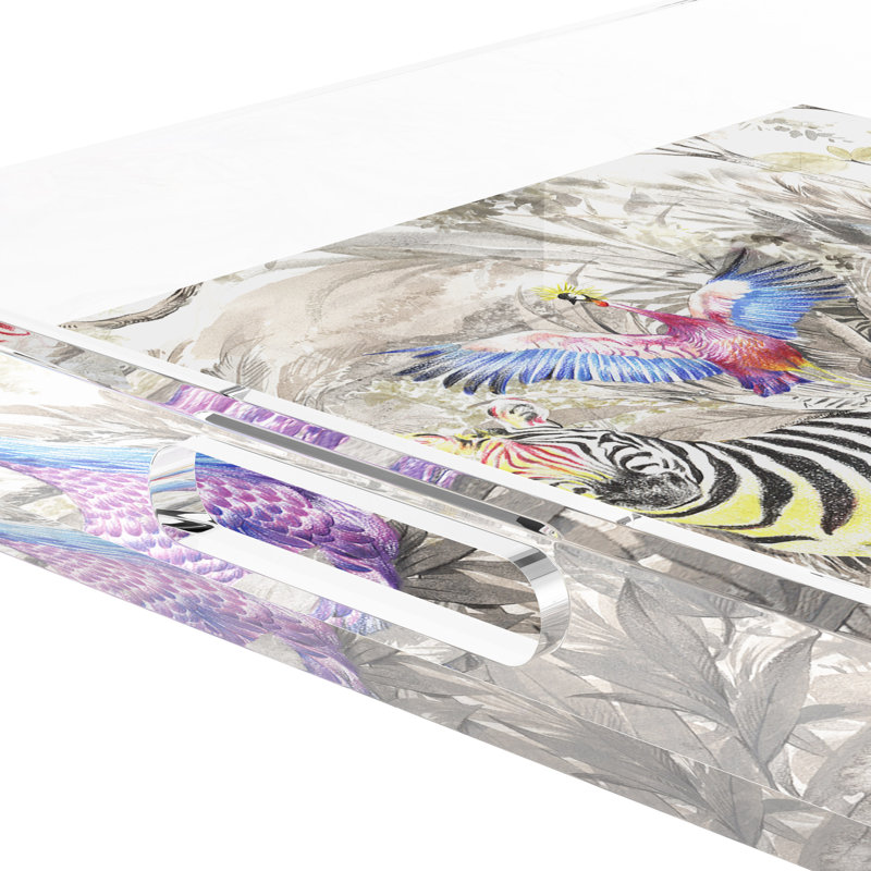 Arcadia Zebra Acrylic Square Decorative Tray, 15"W x 15"D x 2"H