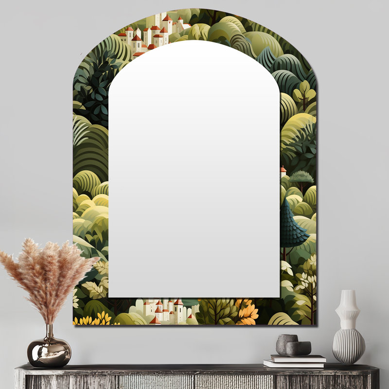 Green Dreamy Forest Landscape - Miroir mural vert, 43 po x 33 po