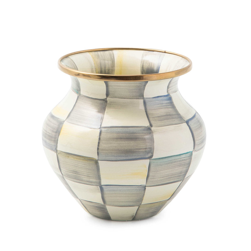 Sterling Check® Enamel Vase