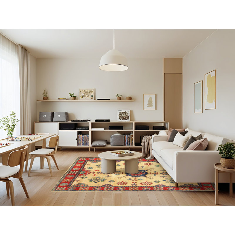 Tapis beige Southwestern, Rectangle 7 pi x 9 pi