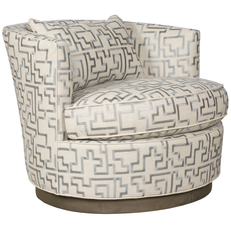 Michael Weiss Bernadette Upholstered Swivel Barrel Chair, Hampton, Nadia Parchment