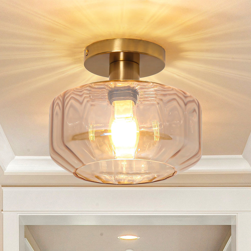 Plafonnier semi-encastré en verre 1 lumière