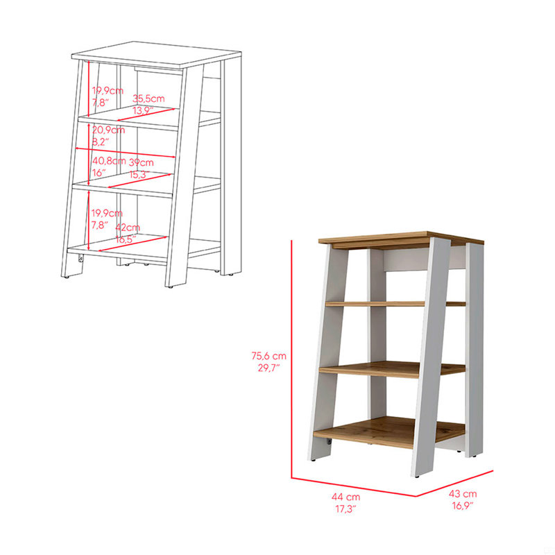 Armoire à linge Jenne, quatre tablettes ouvertes, Brun