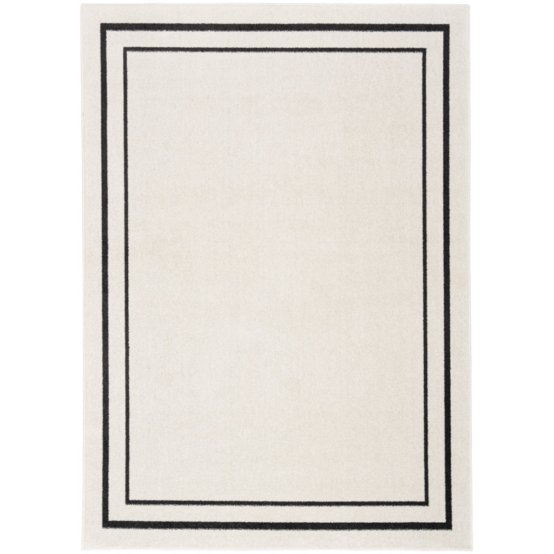 Tapis intérieur / extérieur noir Nourison Essentials Ivory, Rectangle 6 pi x 9 pi
