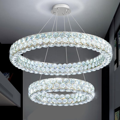 2 - Light Dimmable Tiered Crystal Chandelier