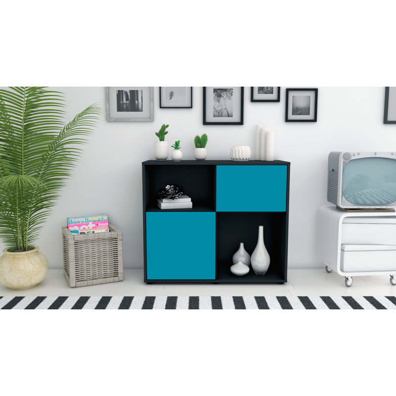 Ramsell 92cm Sideboard, Anthracite/Turquoise