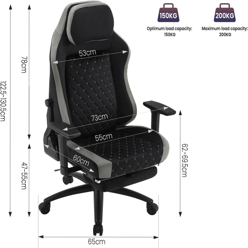 Inbox Zero Adjustable Reclining Ergonomic Swiveling PC & Racing Game Chair, Black/Grey